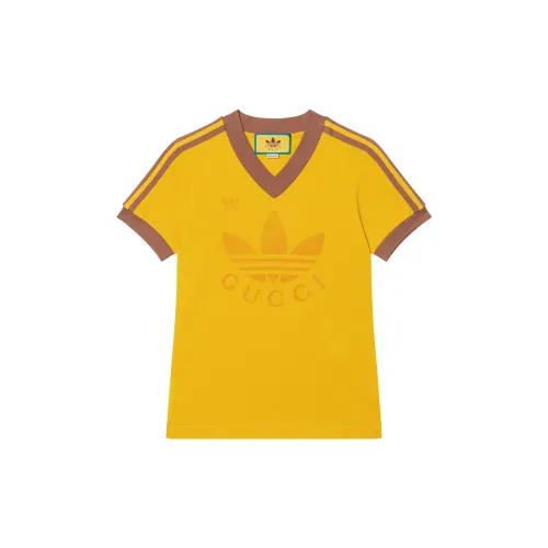 GUCCI X Adidas V Neck T Shirt Yellow