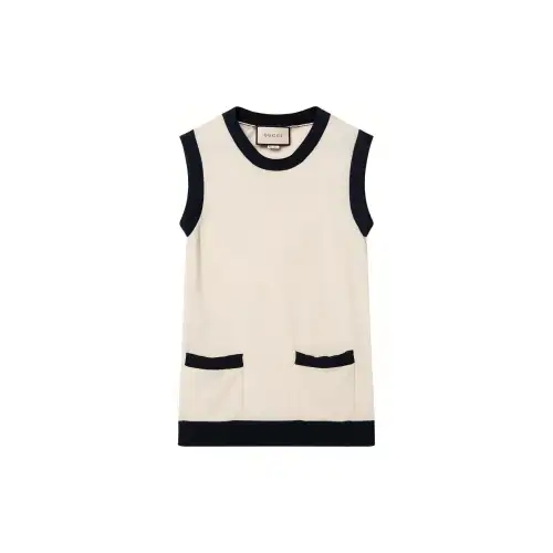 GUCCI Tank Tops Women's Beige Crew Neck Moderate Other