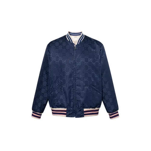 GUCCI Jackets Men's Blue Stand Collar Moderate Other