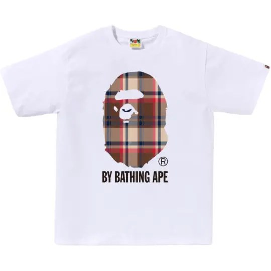 BAPE A Bathing Ape Check by Bathing Tee White/Beige