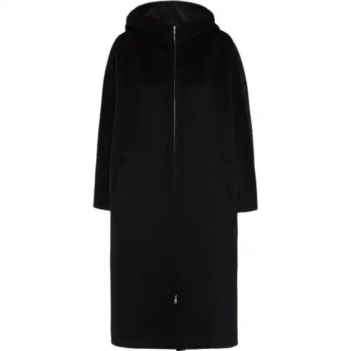 PRADA Coats Women's Black Hooded Moderate Straight Fit