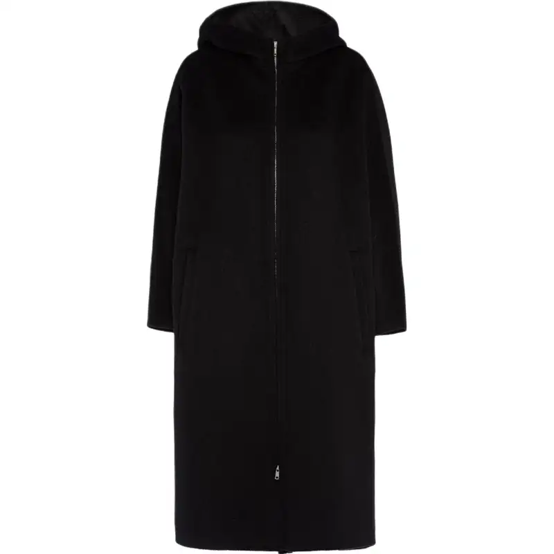 PRADA Coats Women's Black Hooded Moderate Straight Fit