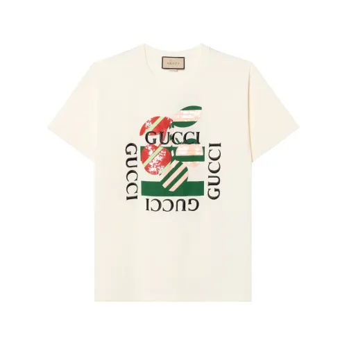 GUCCI SS23 Drop Shoulder Sleeve T Shirt Women's Ecru