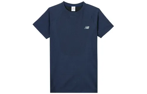 New Balance T Shirts Men's Blue Crew Neck Moderate Straight Fit