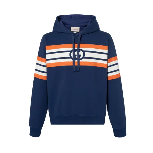 GUCCI Sweatshirts Men's Blue Hooded Moderate Regular