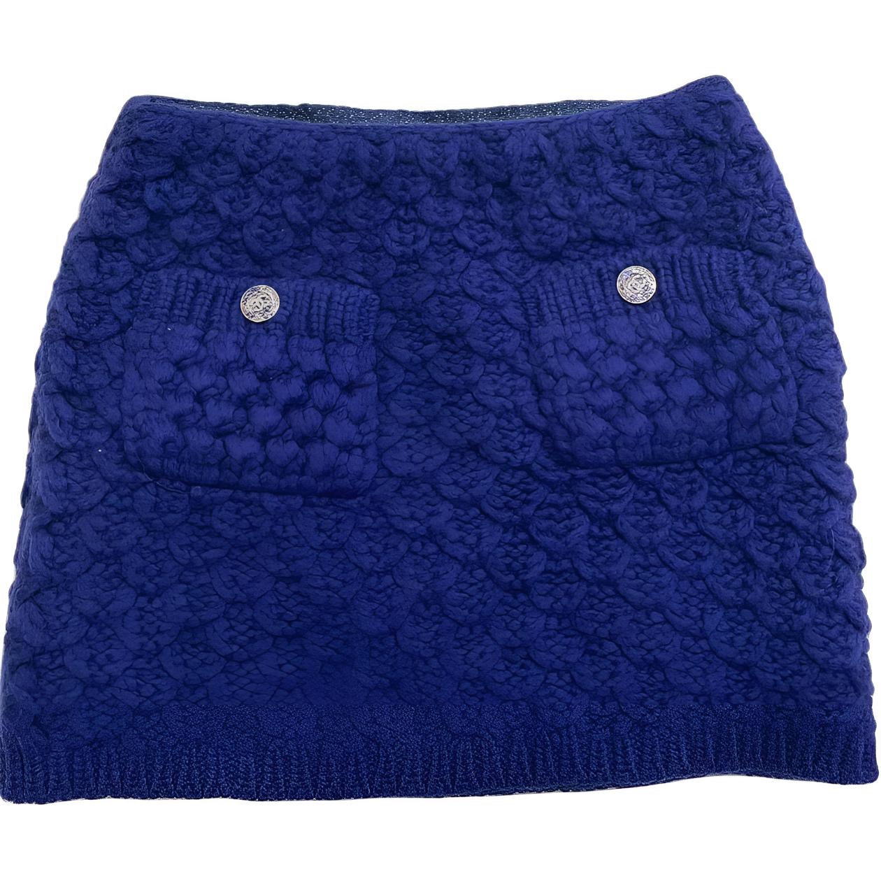 CHANEL 22A Premium Handmade Collection Casual Short Skirts Women's Blue