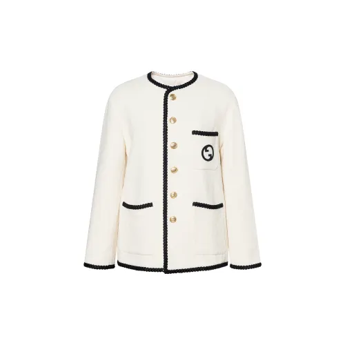 GUCCI Jackets Women's White Crew Neck Moderate Other