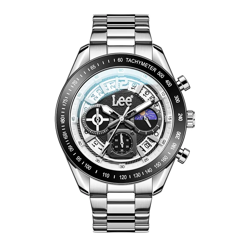 Lee Wrist Watches Quartz Movement Steel Strap Black Dial Men's Watches