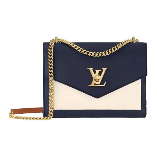 LOUIS VUITTON Grain Calfskin Crossbody Bag, Shoulder Bag Women's Marine Blue