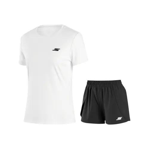 Skechers Casual Sportswear Men's Bright White Top + Carbon Black Bottom