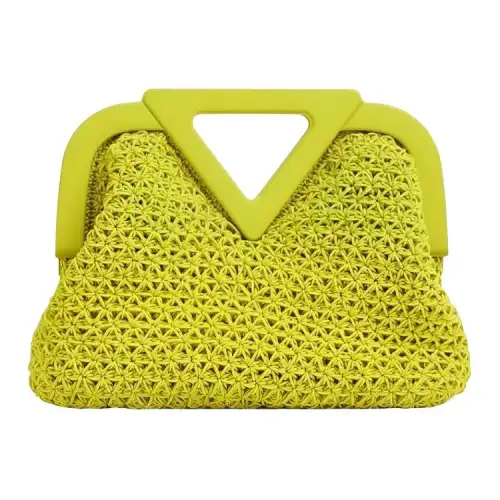 Bottega Veneta Cotton Handbag Clutch Women's Yellow Green