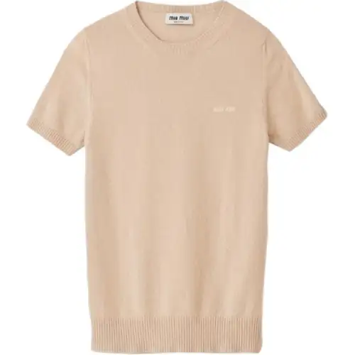 Miu Miu logo-intarsia cashmere top