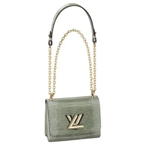 LOUIS VUITTON Twist Lizard Skin Crossbody Bag, Shoulder Bag Small Women's Khaki Green