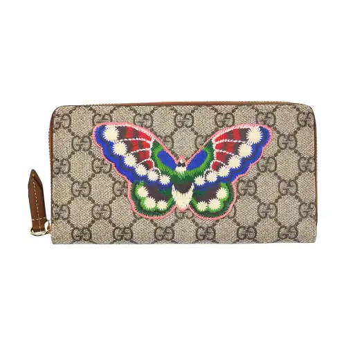 GUCCI Canvas With Leather Wallet Unisex Ebony