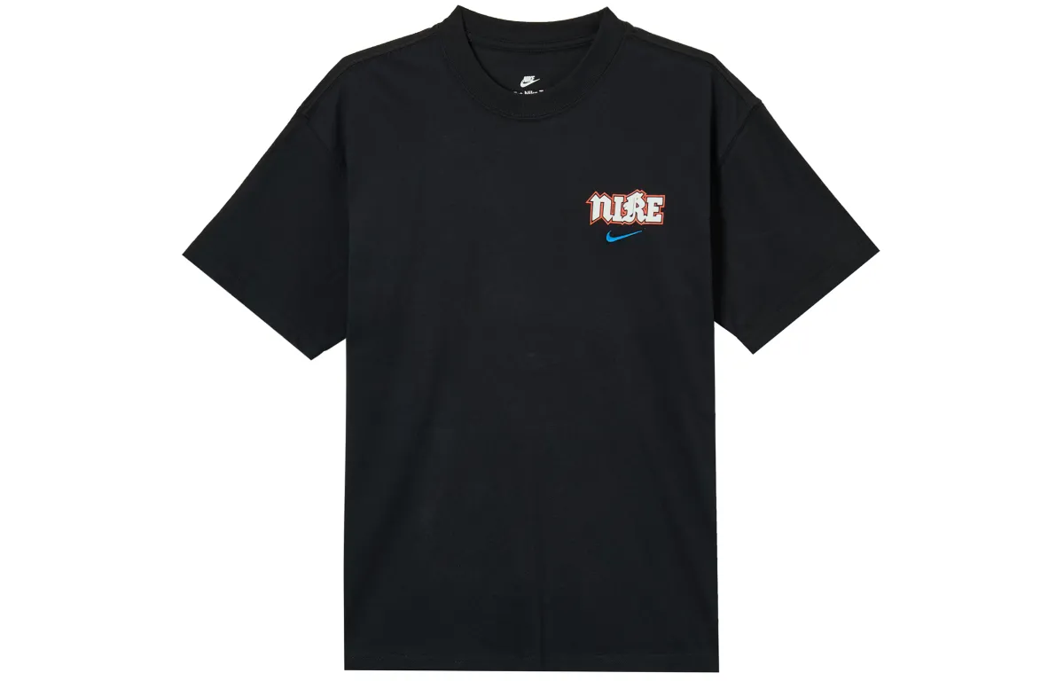 Nike T-Shirts Men's Black Crew Neck Moderate Straight Fit