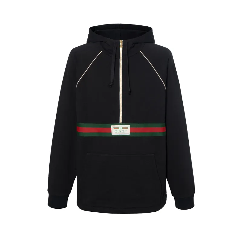 【Previous Season】Web-stripe cotton hoodie