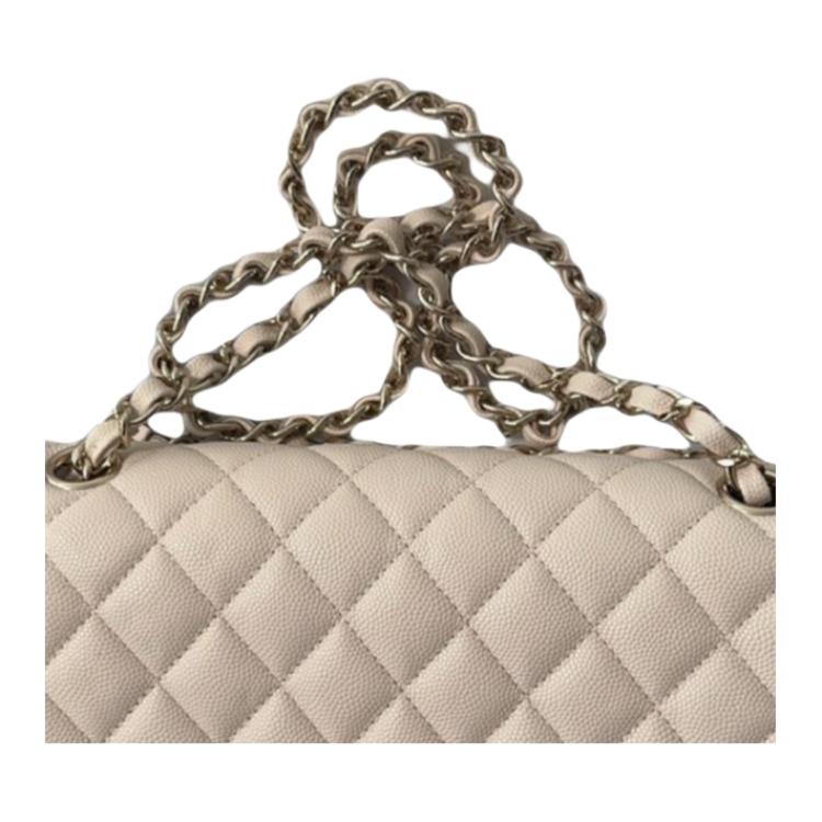 Женская сумка Chanel Classic Flap CF (бежевая) — фото 5