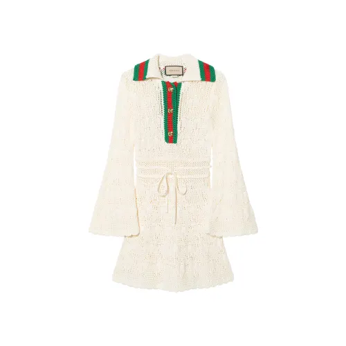 GUCCI Long Sleeved Dress Women's Ivory White