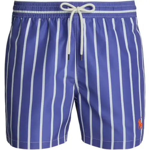 Polo Ralph Lauren SS25 Slim Fit 11.5cm Traveler Elastic Drawstring Waist Mesh Lined Striped Beach Shorts Men's