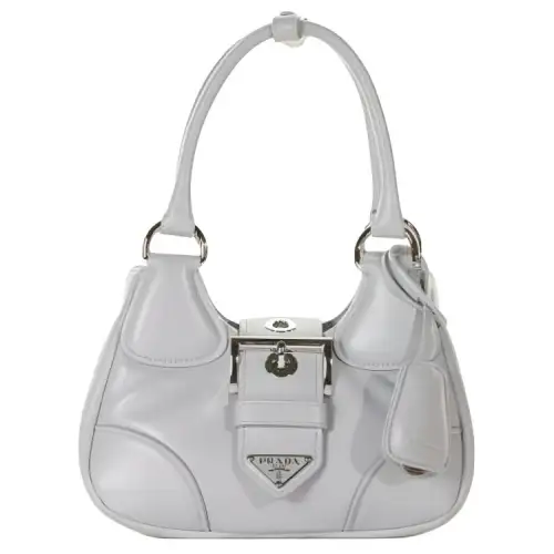 PRADA Lambskin Shoulder Bag Regular Women's Silver