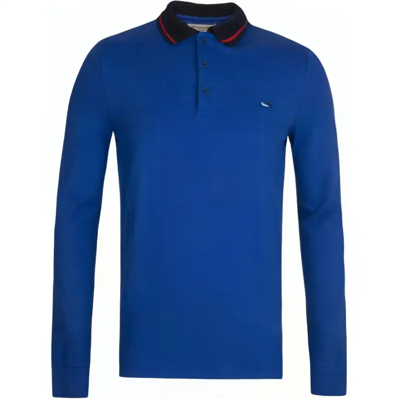 Burberry Polo Shirts Men's Blue Polo Collar Moderate Straight Fit