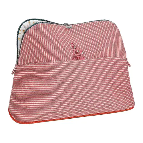 HERMES Bolide Passe passe Cotton Makeup Bag Regular Women's Red