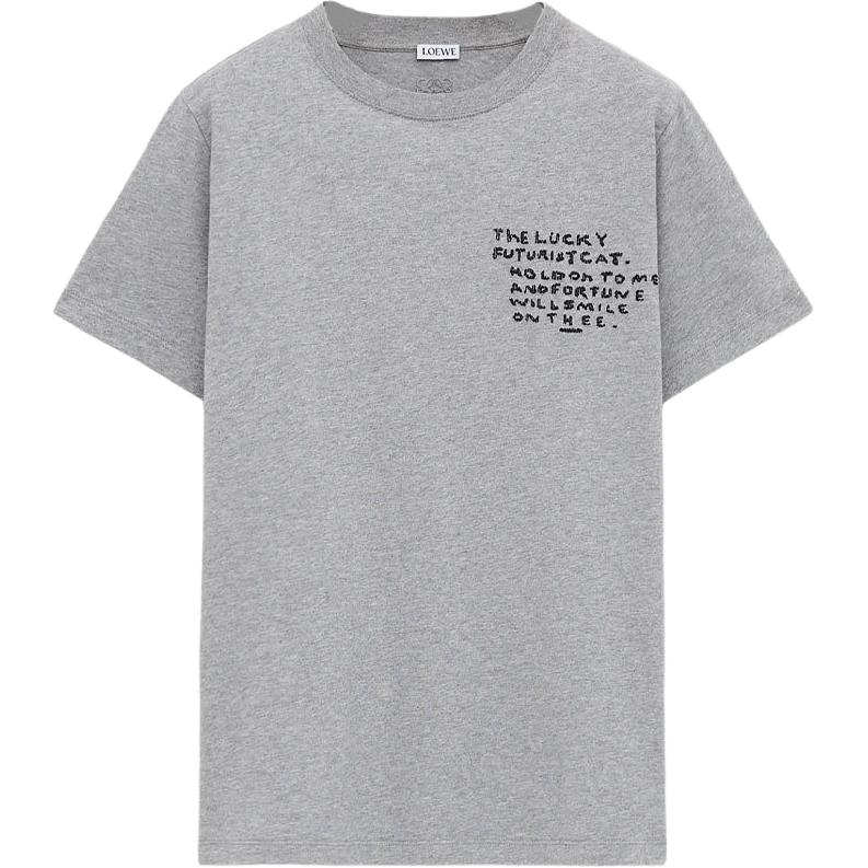LOEWE Loewe x Louis Wain joint model SS26 women's pre-selection series Futurist Cats" ceramic vase cotton embroidery regular fit short-sleeved T-shirt for women