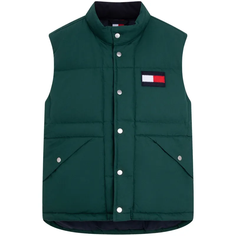 Tommy Hilfiger Down Vests Men's Green L6K Stand Collar Moderate