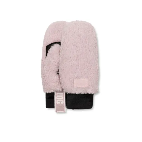 UGG Acrylic, Polyester, Sheepskin Knit Gloves Unisex Pink Purple
