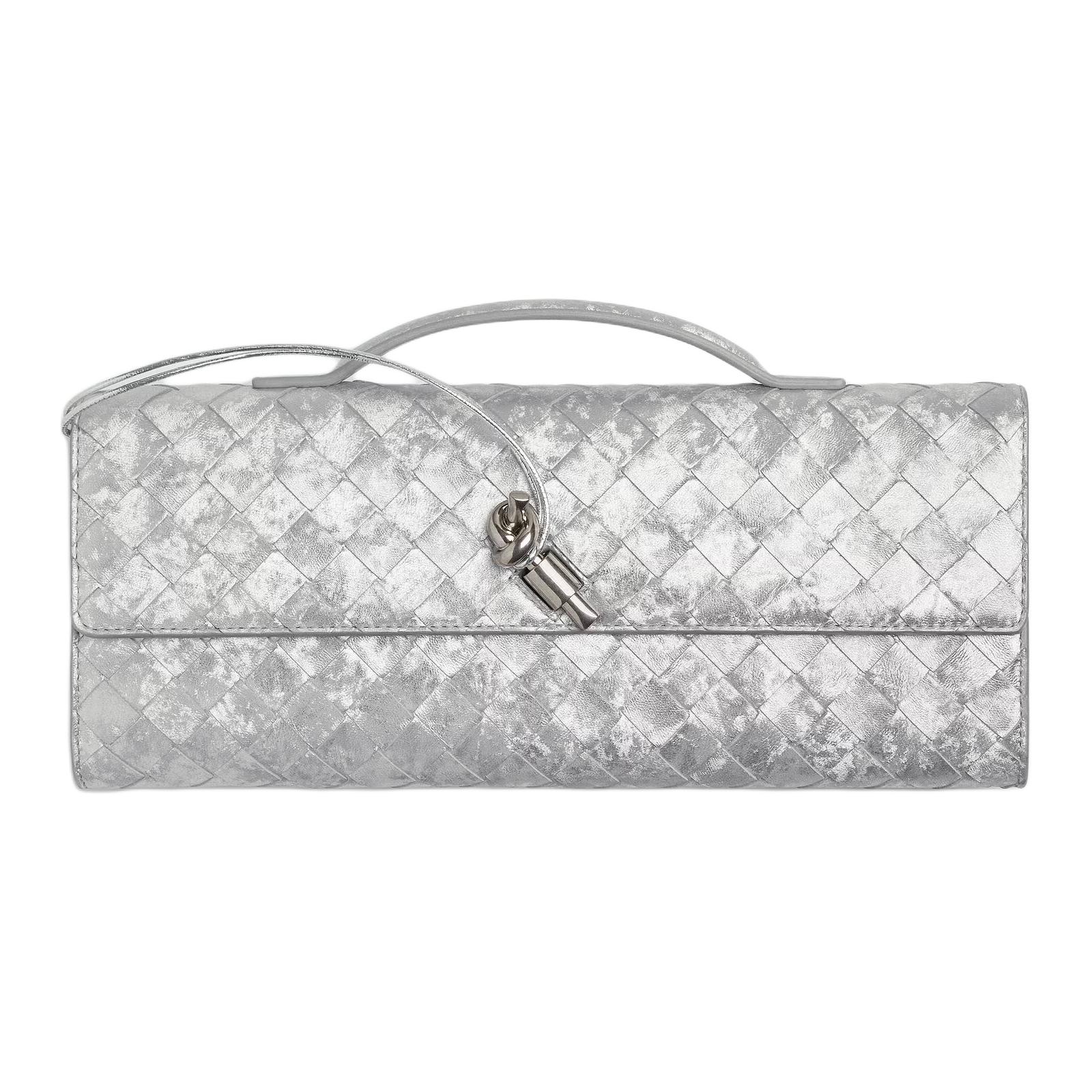 Женский клатч Bottega Veneta Andiamo (серебристый)
