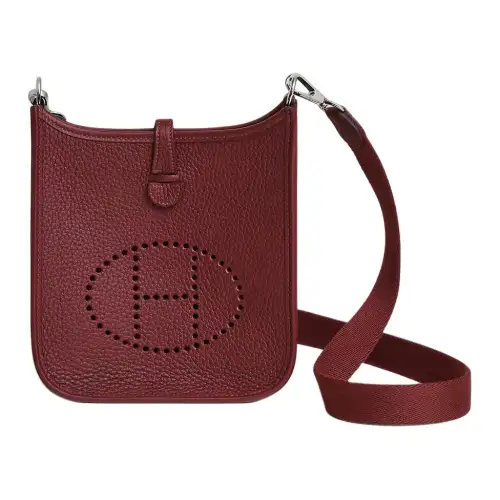 HERMES Evelyne Clemence Bullock Leather Crossbody Bag, Shoulder Bag 16 Women's F5 Bourgogne Burgundy