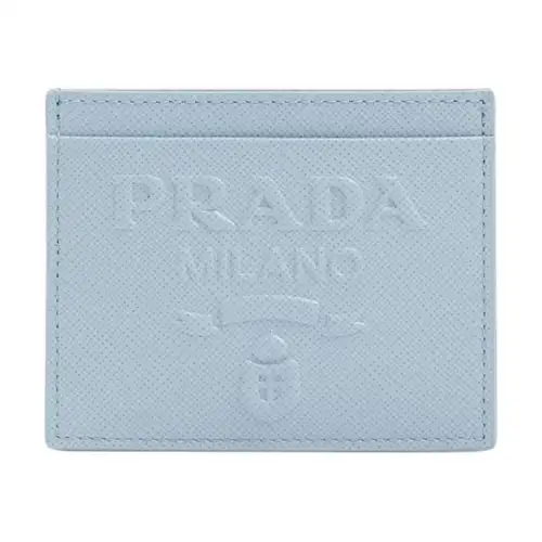 PRADA Minimalist Fashion Leather Card Holder Women's Blue
