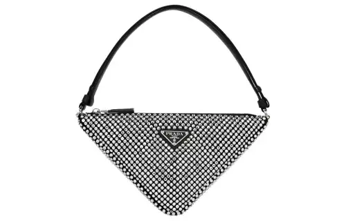 PRADA Crystal Studded Satin Pouch Crystal