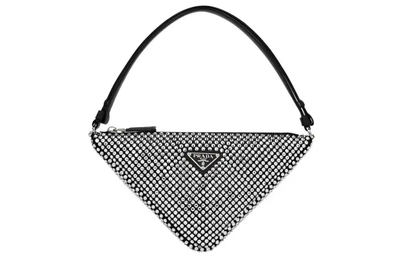 PRADA Crystal Studded Satin Pouch Crystal
