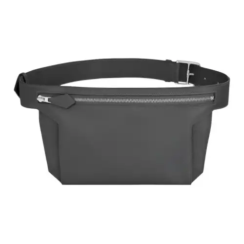 HERMES Ultrapla Silver Tone Buckle Togo Calfskin Fanny Pack Regular Men's Y7 Bleu Orage Hurricane Blue