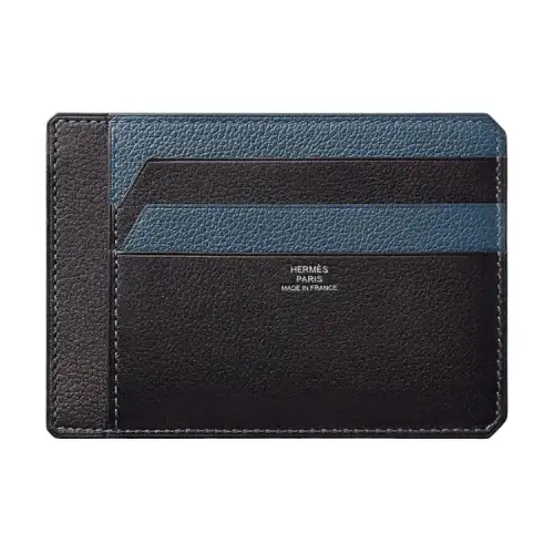 HERMES City Cow Leather Card Holder Men's Indigo/Malta Blue