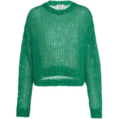 MIU MIU Knitwear Women's Green Crew Neck Moderate Other