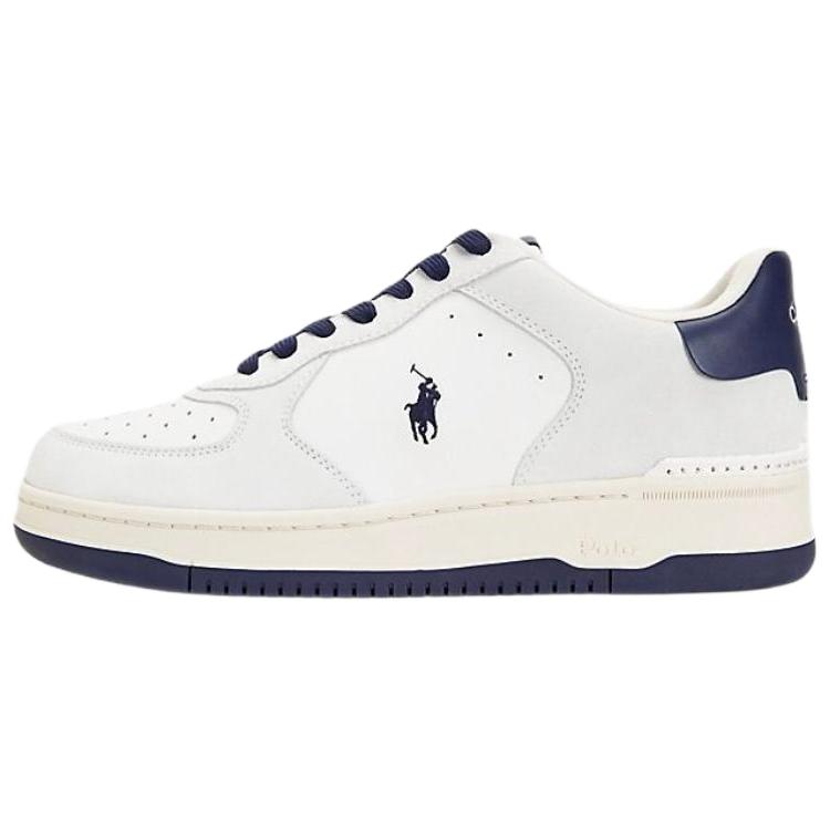 Polo Ralph Lauren Кожаные туфли Masters Court с круглым носком на плоской подошве Низкая банда панель обувь мужской стиль белый