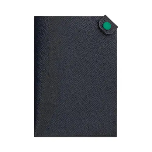 HERMES Tarmac Epsom Leather Passport Holder Women's Indigo & Green & Jade