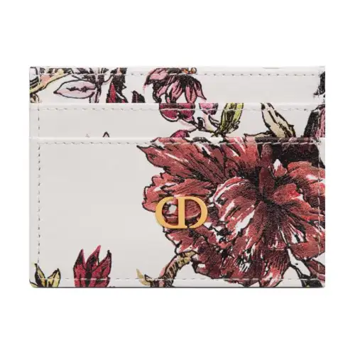 DIOR Caro Sheepskin Card Holder Card Holder Women's White/Red