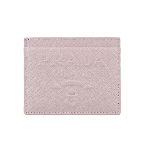 PRADA Leather Card Holder Women's Pink