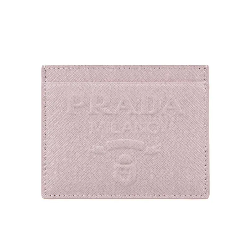 PRADA Leather Card Holder Women's Pink