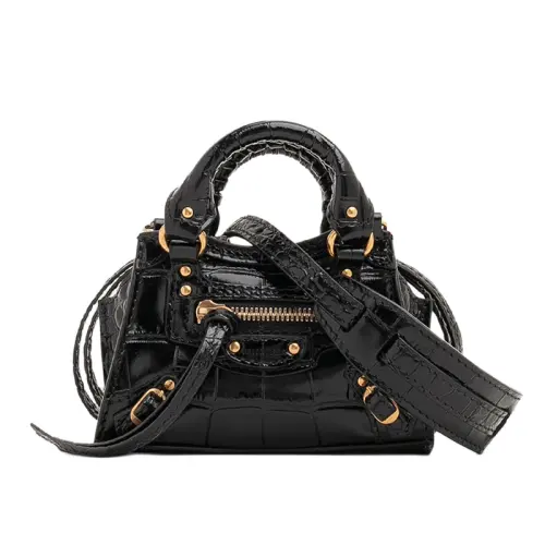 Balenciaga Grain Embossed Cow Leather Handbag Extra Mini Women's Black