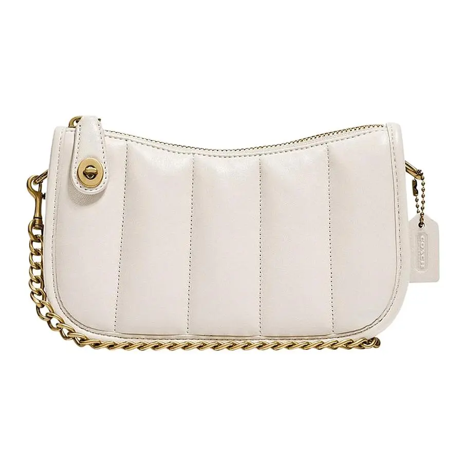 COACH Swinger Sheepskin Shoulder Bag, Pochette, Handbag, Shoulder Bag Regular Women's Pink White