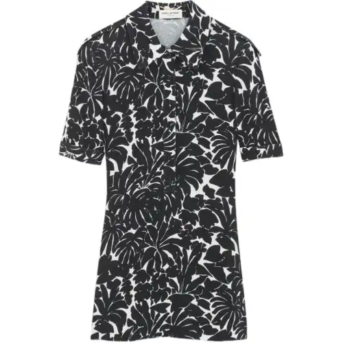 SAINT LAURENT All Over Printed Short Sleeved Shirt Dress