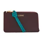 LOEWE Cow Leather Card Holder Regular Women's Burgundy Red & Emerald Green