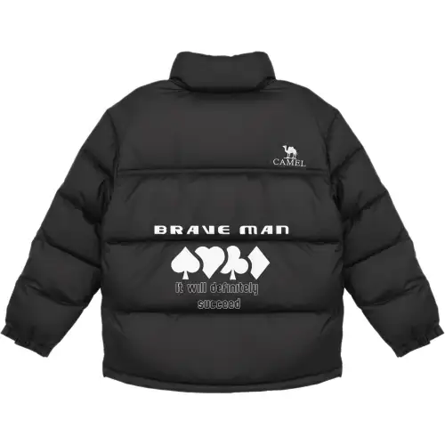 Custom clothing CAMEL camel Fantasy incredible poker totem hand-printed hip-hop street casual versatile windproof and cold-resistant stand-up collar down jacket, same style for men and women