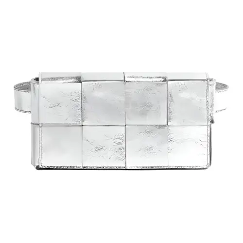 Bottega Veneta CASSETTE Sheepskin Clutch Fanny Pack Regular Women's Metal Silver