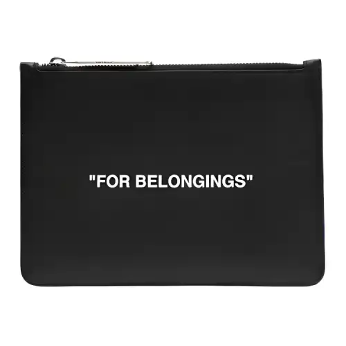 OFF WHITE Genuine Leather Clutch Men's Black