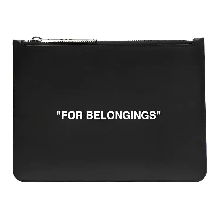 OFF WHITE Genuine Leather Clutch Men's Black